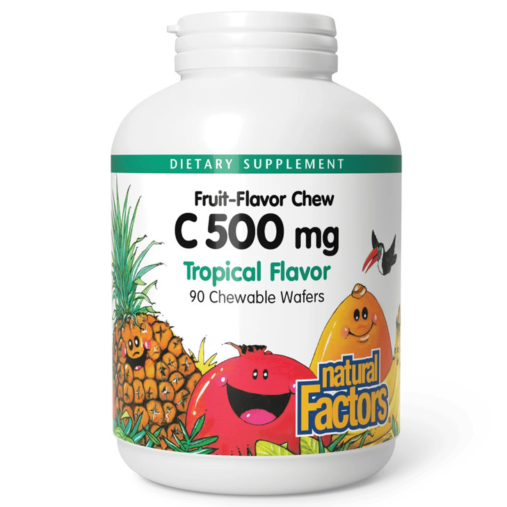 Natural Factors Vitamin C 500 mg - Cell Growth & Immune Health Support Supplement for Kids - Vitamin C for Antioxidant & Bone Support - Tropical Flav