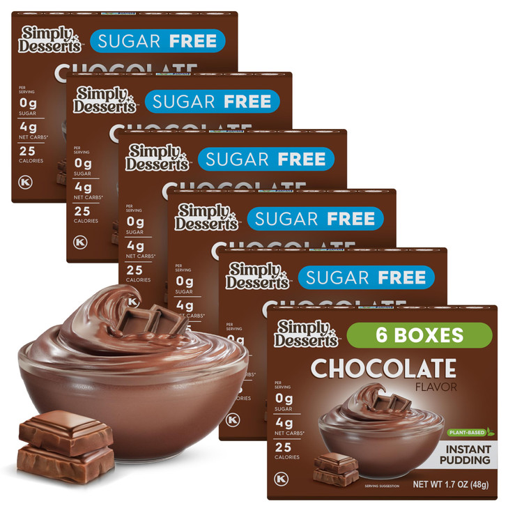 Simply Desserts Sugar Free Chocolate Pudding 6 Pack Gluten Free 1.7 Oz Ea