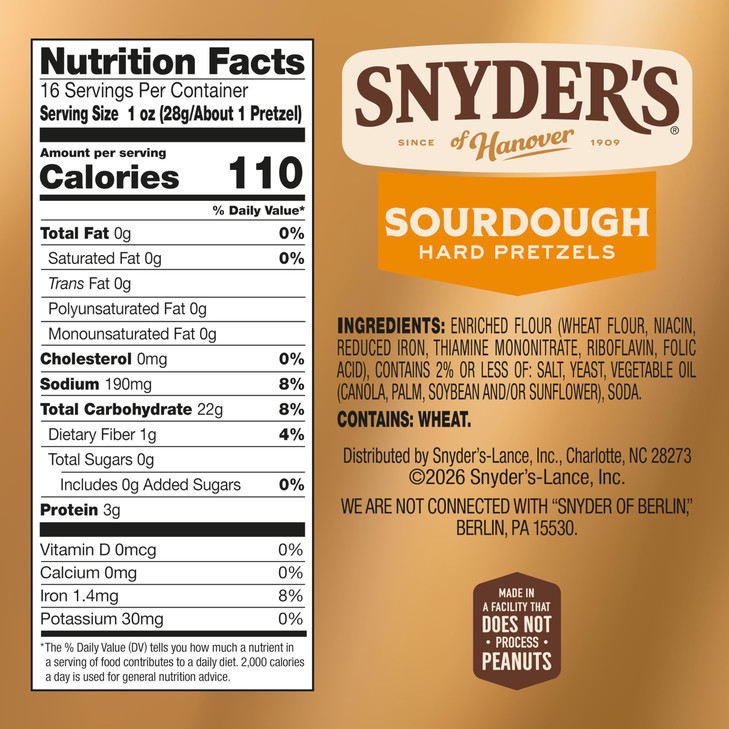 Snyder S Of Hanover Sourdough Hard Pretzels 16 Oz Bag