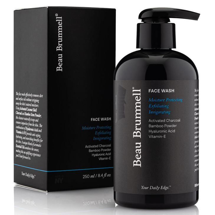 Beau Brummell For Men S Activated Charcoal Face Wash Gentle Exfoliating Cleanser With Hyaluronic Acid Bamboo Powder Marine Plankton Extract