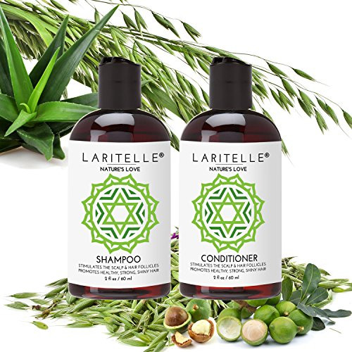 Laritelle Organic Travel Size Shampoo 2 Oz Plus Travel Size Conditioner 2 Oz Organic Quinoa Plus Keratin Plus Follicle Stimulating Rosemary