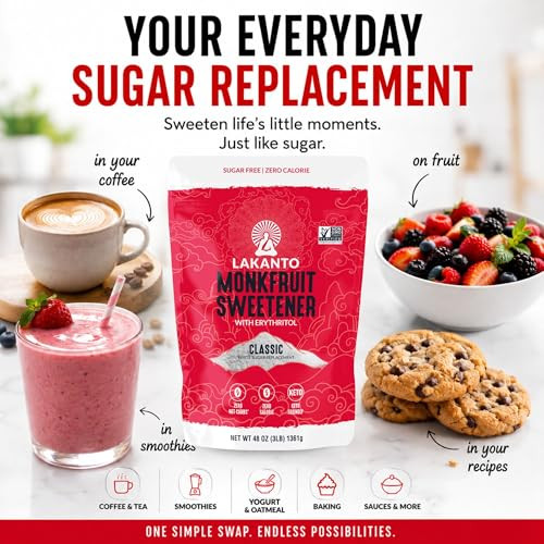 Lakanto Classic Monk Fruit Sweetener With Erythritol 3 Lb White Sugar