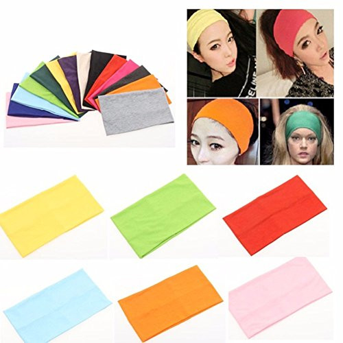 Yeshan Pack Of 12 Wide 5 Inch Wicking Stretchy Athletic Bandana Headbands Head Wrap Yoga Headband Head Scarf Best Looking Hairband For