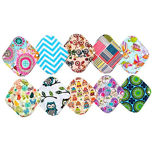 10Pcs 8 Inch Reusable Washable Menstrual Pads Sanitary Pads Panty Liner