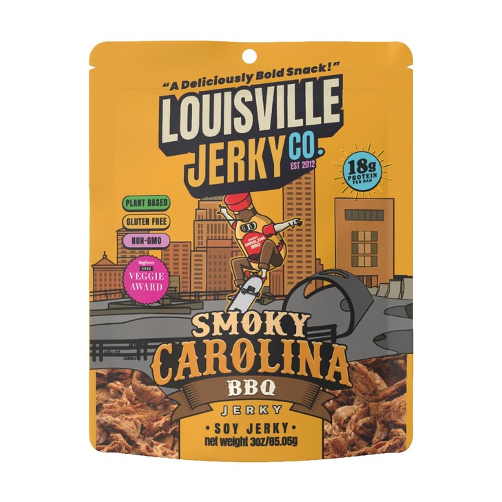 Louisville Jerky Co. Sweet And Smoky Carolina Mustard Bbq Vegan Jerky Plant Based Protein Snack 3 Ounce 1 Pack Smoky Southern Bbq Flavor