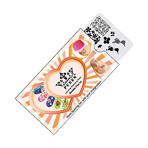 Pueen Nail Art Stamping Plate Double Fun 01 Layering Collection 125X65Mm Unique Nailart Polish Stamping Manicure Image Plates Accessories