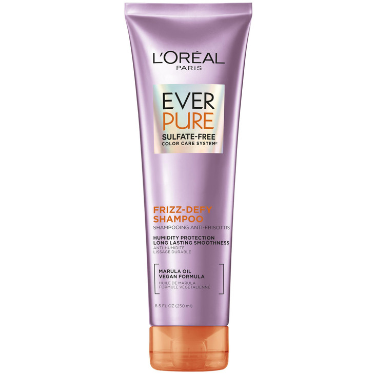 L Oreal Paris Sulfate Free Frizz Defy Shampoo Frizz Control Hair Care With Marula Oil Everpure 8.5 Fl Oz Packaging May Vary