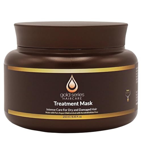 Gold Series Treatment Mask Deep Hydrating Argan Oil Hair Mask For Dry Damaged Color Treated And Curly Hair Enriched With Keratin Sulfate