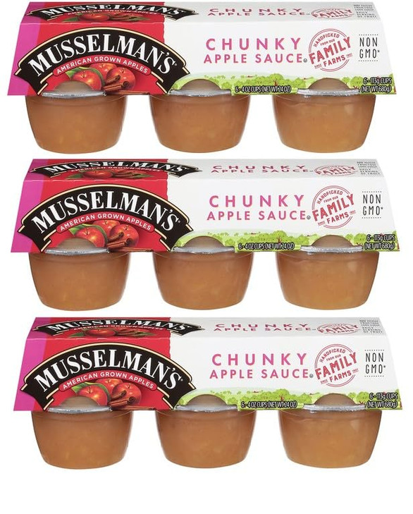 Musselman S Chunky Apple Sauce Pack Of 3 6 4 Oz Cups Per Pack 18 Cups Total