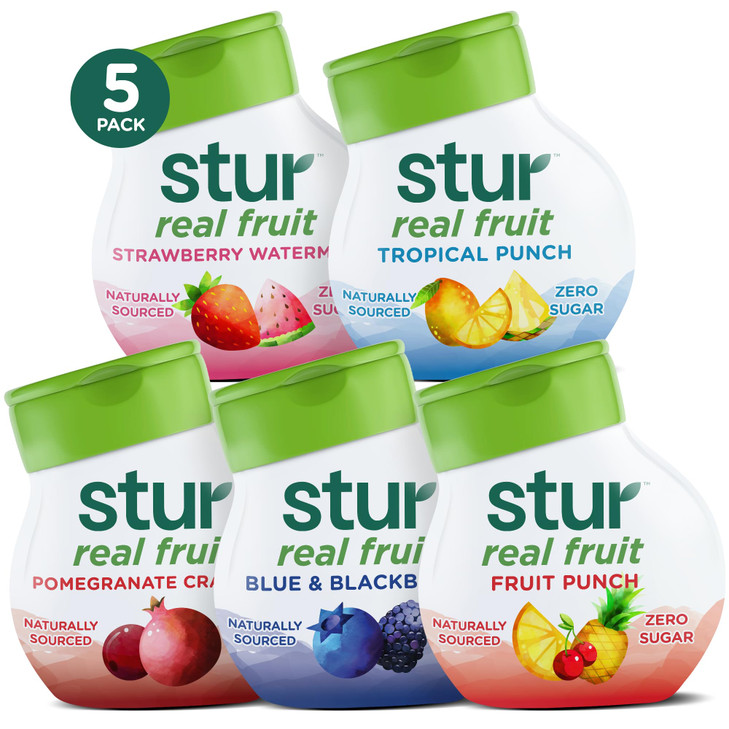 Stur Liquid Water Enhancer Classic Variety Pack Naturally Sweetened High In Vitamin C And Antioxidants Sugar Free Zero Calories Keto Vegan 5