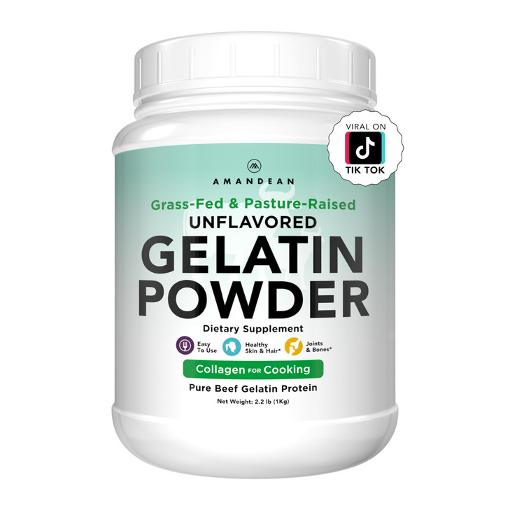 Amandean Premium Gelatin Powder Xl. Grass Fed Beef Collagen Protein Supplement. Unflavored. Healthy Skin Hair Nails And Gut. 18 Amino Acids.