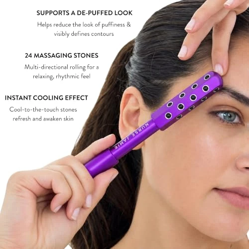 Nurse Jamie Uplift Facial Massaging Beauty Roller Purple Facial Massager With 24 Stones For Sculpting Firming And Reducing Puffiness