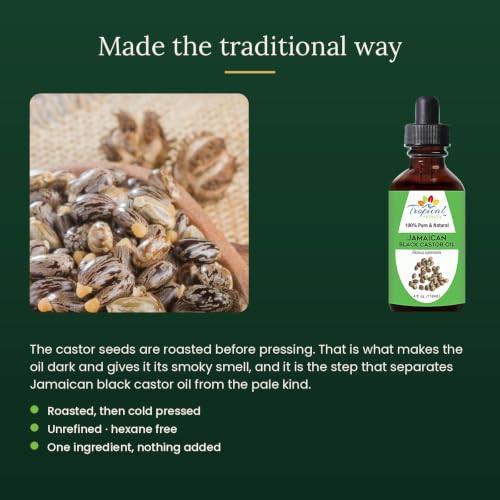 Tropical Holistic Jamaican Black Castor Oil For Hair Beard And Lashes 4 Oz