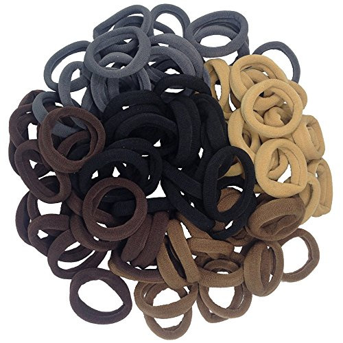 J Mee Hair Bands Hair Ties For Thick Hair 100Pcs Seamless Cotton Simply Ponytail Holders Headband Scrunchies Hair Accessories No Crease