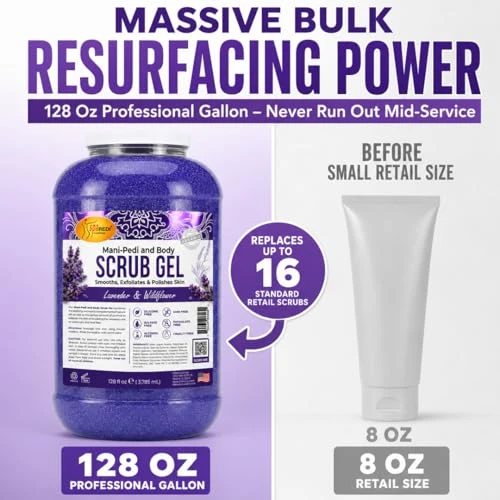 Spa Redi Exfoliating Body Scrub Gel Lavender Wildflower Bulk 128 Oz