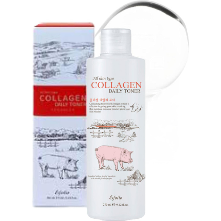 Esfolio Collagen Daily Toner Hydrating And Firming Facial Toner With Hydrolyzed Collagen Moisturizing And Soothing Skincare For All Skin