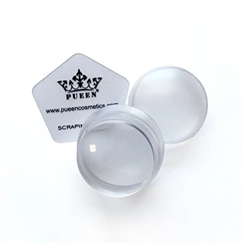 Pueen 3.5Cm Upgraded Hd Chunky Clear Transparent Soft Stamper And Scraper Set Nail Art Stamping Tools Clear Bh000706