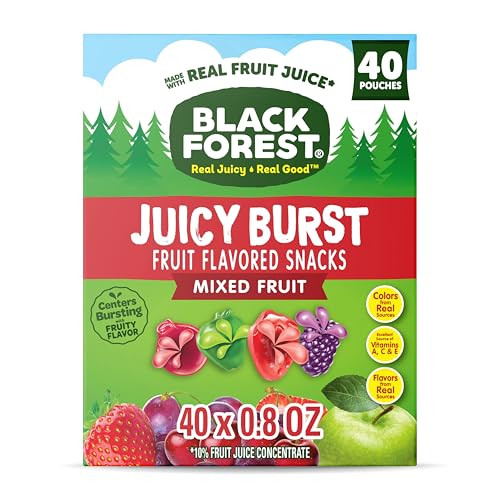 Black Forest Juicy Burst Fruit Flavored Snacks Mixed Fruit Flavors A Juicy Burst Of Natural Flavors Made With Real Fruit Juice 0.8 Oz 40 Ct