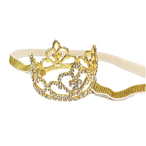 Elesa Miracle 2Pcs Baby Hair Accessories Baby Girl S Gift Box With Shiny Tiara Crown Headband Set 2Pc Gold