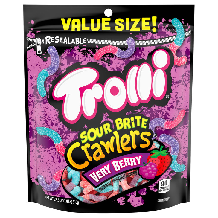 Trolli Sour Brite Crawlers Very Berry Candy Sour Gummy Worms 28.8 Oz