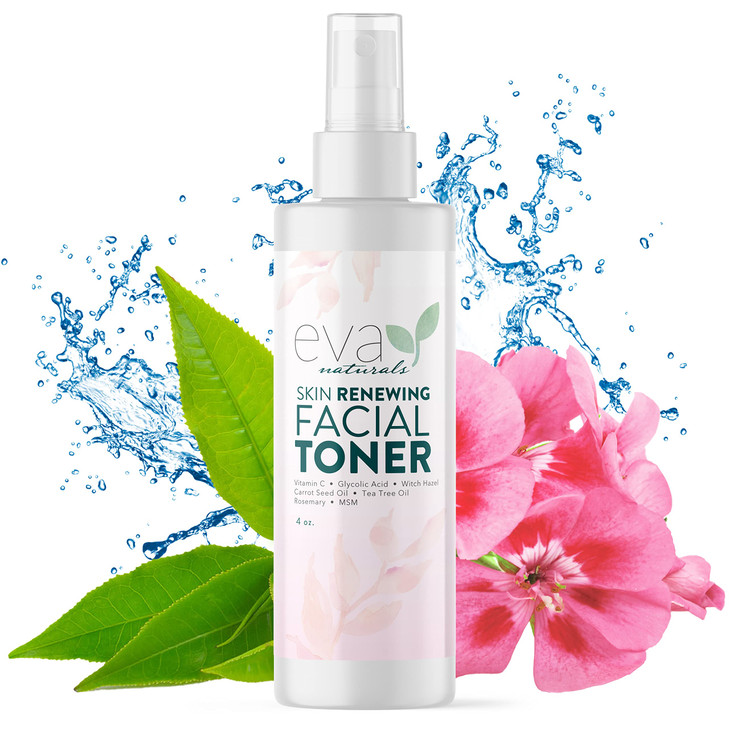 Eva Naturals Witch Hazel Face Toner Glycolic Acid Vitamin C And Aloe 4 Oz