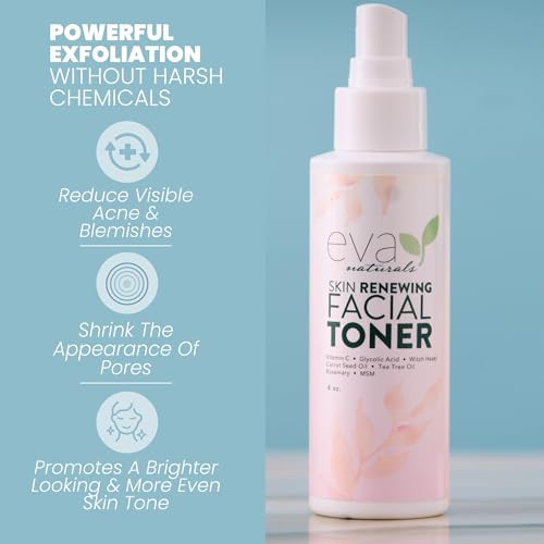 Eva Naturals Witch Hazel Face Toner Glycolic Acid Vitamin C And Aloe 4 Oz