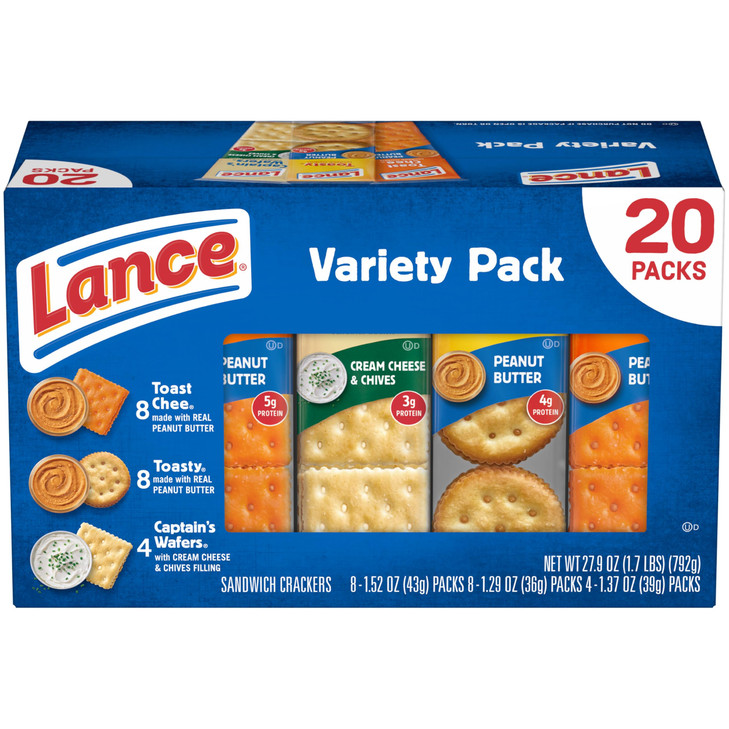 Lance Assorted Sandwich Crackers 20 Pack Variety Pack