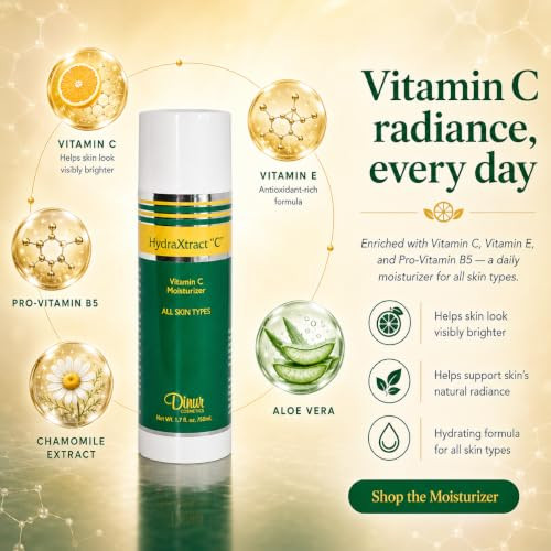Dinur Cosmetics Hydraxtract Vitamin C Moisturizer Decreases Aging Pump Up The Skin Improves Skin Smoothness And Firmness 1.7 Oz. 50 Ml