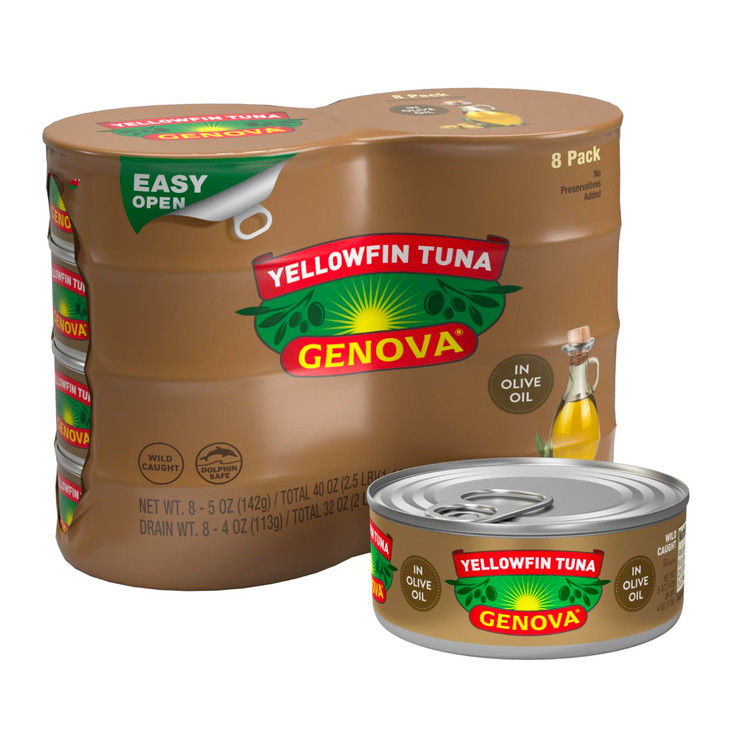 Genova Premium Yellowfin Tuna In Olive Oil 5 Ounce Cans 8 Pack Nutrient Rich High Protein Canned Tuna Fish Delicious Easy Nutritious Ready