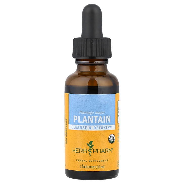 Herb Pharm Certified Organic Plantain Liquid Extract for Cleansing and Detoxification - 1 Ounce (DPLAN01)