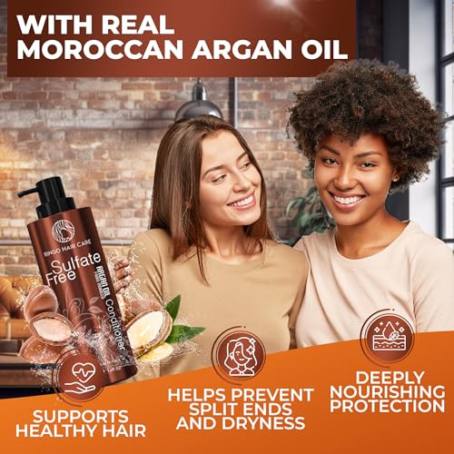 Moroccan Argan Oil Conditioner Sulfate Free Anti Frizz Hydrating Thickening Care For Women And Men Deep Moisturizing Treatment For Color
