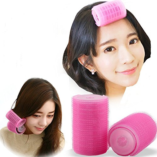 2Pcs Double Layer Bangs Hair Curlers Roller Hair Styling Tools Pink