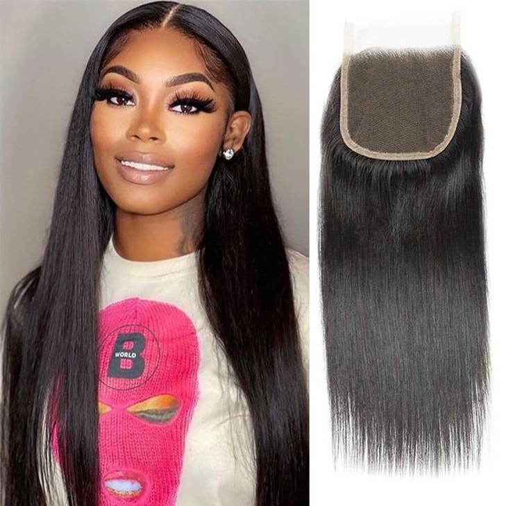 Qthair 4X4 Straight Human Hair Lace Closure 18A Virgin Straight Hd Lace Closure 16 4X4 Top Swiss Lace Natural Black Straight Hair Closure