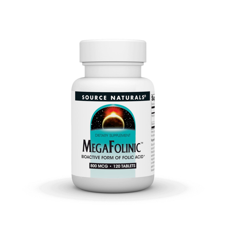Source Naturals MegaFolinic, Bioactive Form of Folic Acid, 800 mcg - 120 Tablets