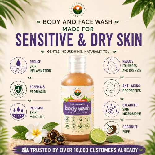 Nature Sustained Organic Body Wash And Face Wash Raw And Wildcrafted With Probiotics Soapberry Formula For Eczema And Psoriasis Wild Plants