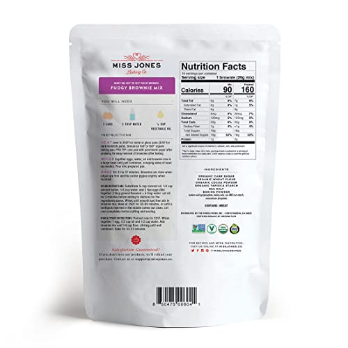 Miss Jones Baking Organic Fudge Brownie Mix Non Gmo Vegan Friendly Rich Cocoa Pack Of 1