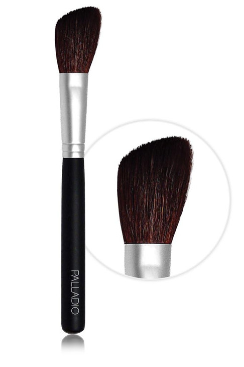 Palladio Blush Brush, Medium Sized Makeup Angled Brush, Soft Natural Bristles, Comfortable Grip, Flawlessly Contours & Defines, For Powder, Blush & B