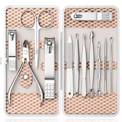 Manicure Set Stainless Steel Nail Clipper Set With Luxurious Travel Case