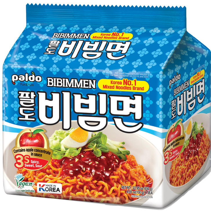 Paldo Fun And Yum Korean Instant Ramen Family Pack Bibimmen 4.59Oz Pack Of 5
