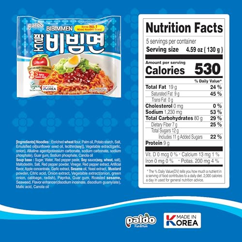 Paldo Fun And Yum Korean Instant Ramen Family Pack Bibimmen 4.59Oz Pack Of 5