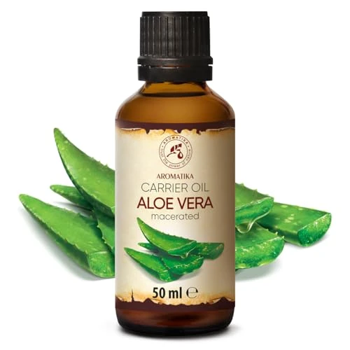 Aromatika Aloe Vera Oil 1.7 Fl Oz 50Ml 100 Percent Pure And Natural Aloe Barbadensis Brasil Care For Skin Body Hair Growth Face Moisturizer