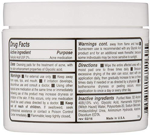 5 Percent Glycolic Acid Plus 2 Percent Salicylic Acid Aha Bha Acne Treatment Witch Hazel Pads Acne Solutions For Facial Exfoliating And