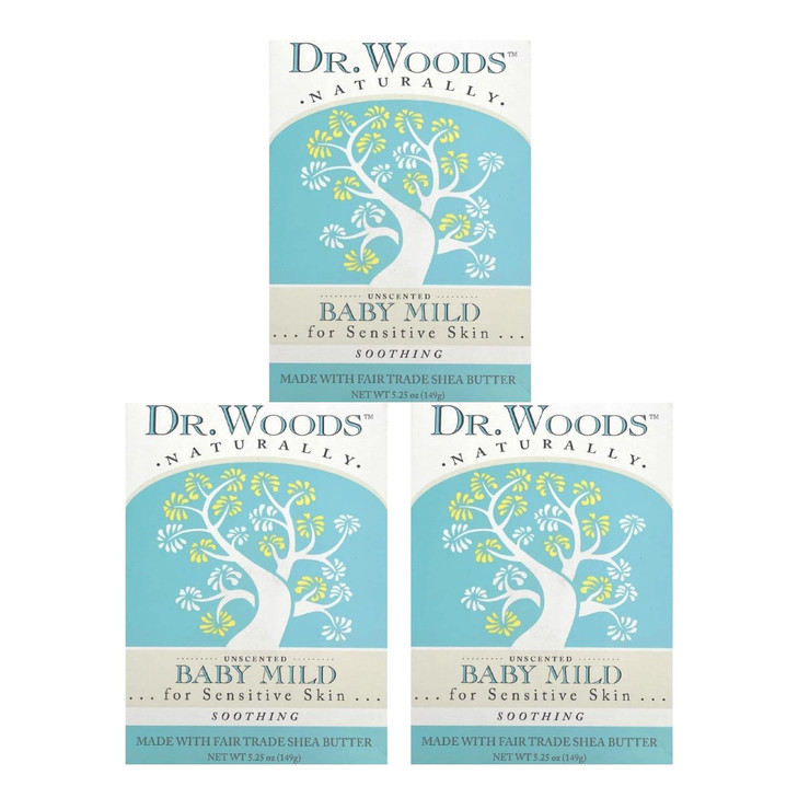 Dr. Woods Unscented Baby Mild Bar Soap 5.25 Oz Bar Pack Of 3