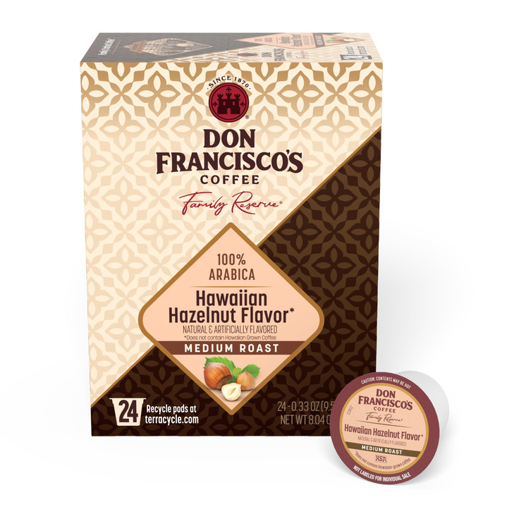 Don Francisco S Hawaiian Hazelnut Coffee Pods Medium Roast 24Ct