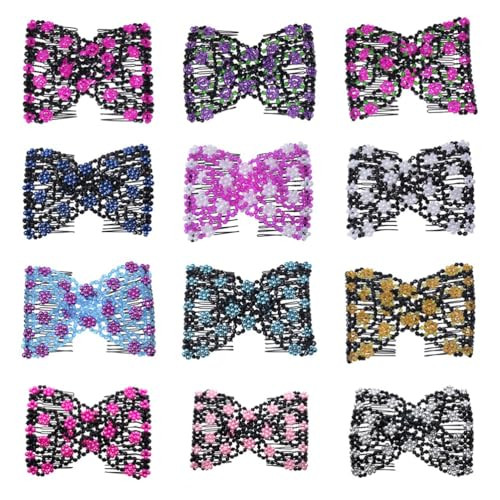 Ruihfas Magic Hair Side Combs Stretch Double Clips Hair Combs Bun Maker Tool For Women Girls Thick And Thin Hair Styling Accessories Pack Of