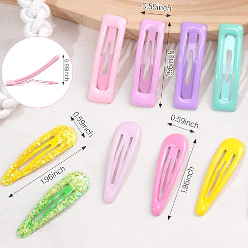 Céllot 96Pcs Colorful Metal Snap Hair Clips 2 Barrettes Hair Accessories
