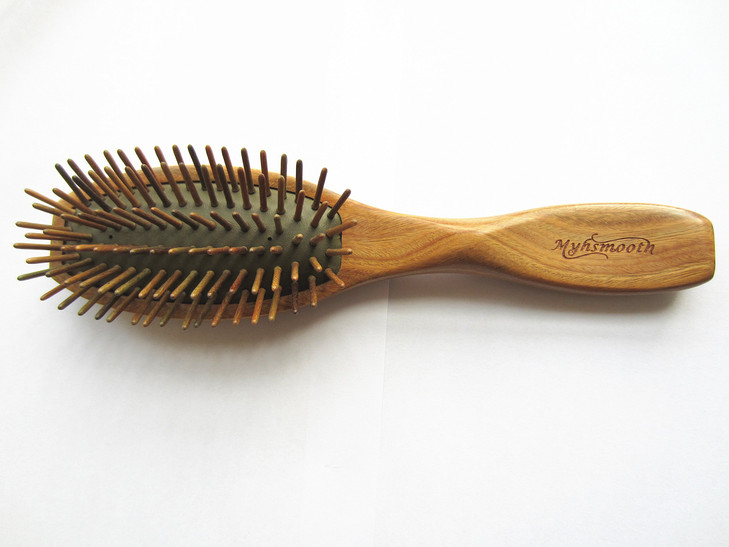 Myhsmooth G2S Am Gs Big Size Professional Handmade Natural Green Sandalwood No Static Hair Brush Air Bag Massage Comb Hair Comb With Handle