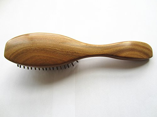 Myhsmooth G2S Am Gs Big Size Professional Handmade Natural Green Sandalwood No Static Hair Brush Air Bag Massage Comb Hair Comb With Handle