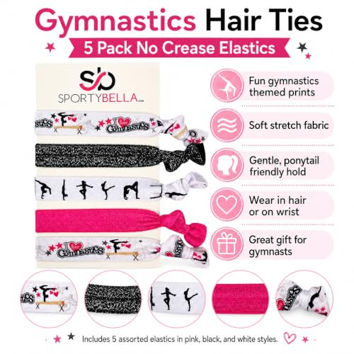 Gymnastic Hair Ties Hair Accessories For Girls Gymnastics Routines. Enhance Your Style With Elastics By Sportybella 5Pcs