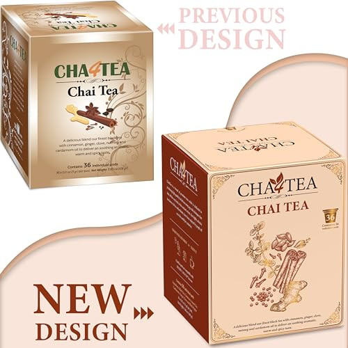 Cha4Tea 36 Count Chai Black Tea Pods Compatible With Keurig K Cup Brewers